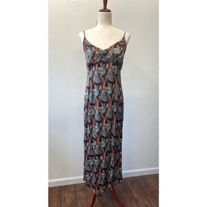 Anthropologie x Temperley London Maxi Slip Dress Size 8 Tropical Black Print
